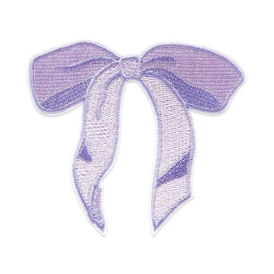 Lavender Bow Embroidered Patch – Cute Ribbon Sewing Patch for Clothing, Bags, Jackets & DIY Crafts