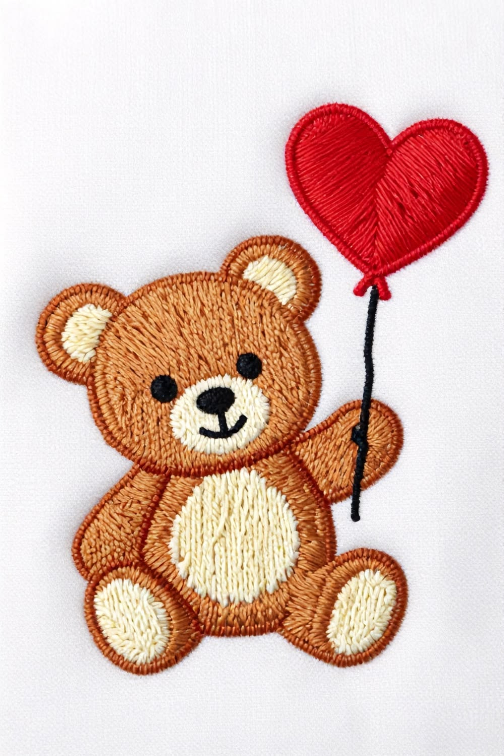 Cute Teddy Bear with Heart Balloon Embroidered Patch, Kawaii Bear Iron-On Applique for Clothing, Bags & DIY Crafts