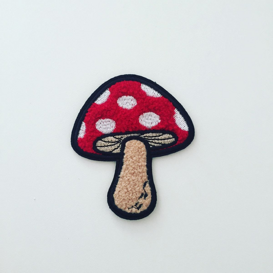 Mushroom Embroidered Patch, Red Toadstool Iron On Patch, Cute Cottagecore Mushroom Patch for Jacket, Backpack & Clothing