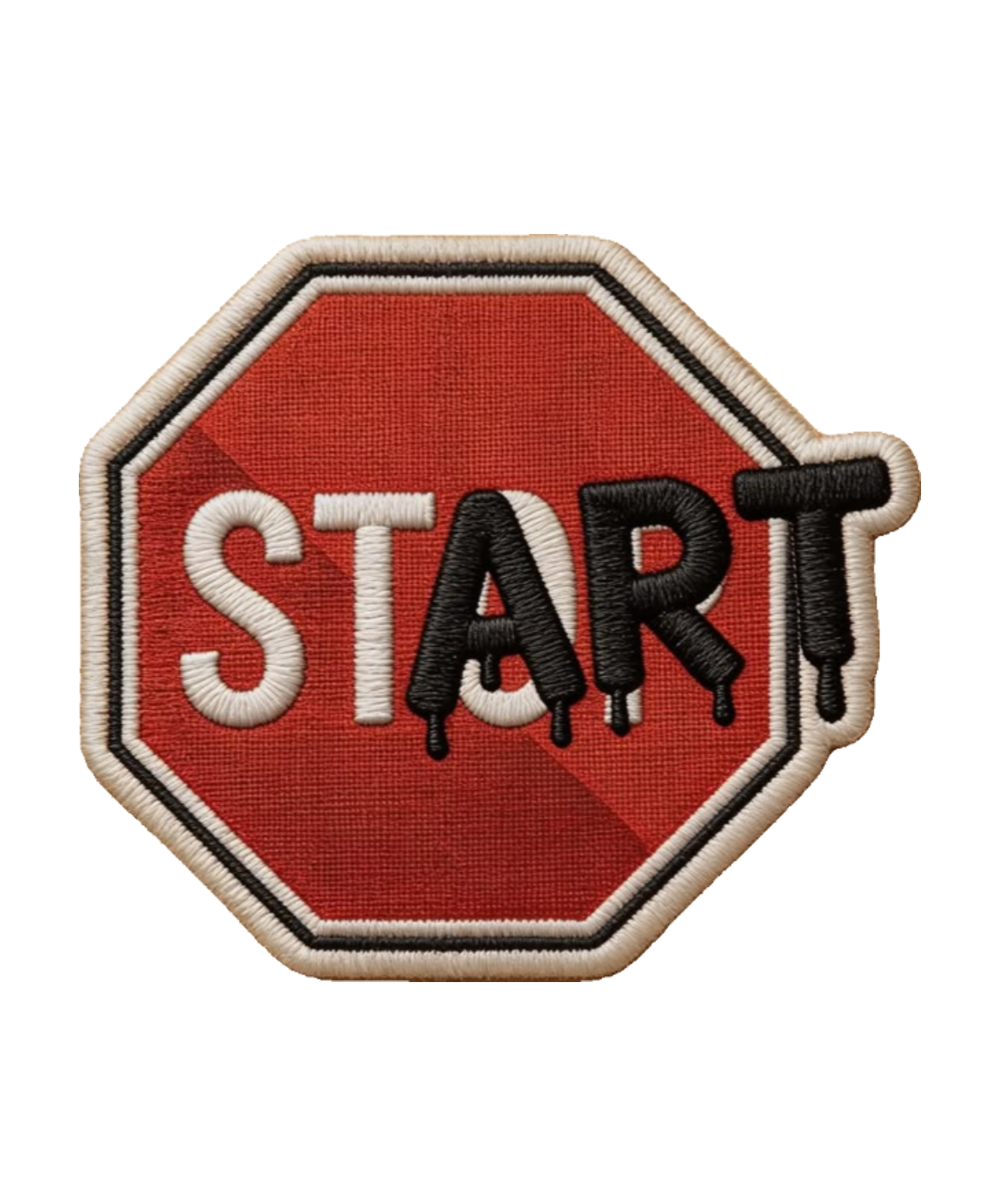 Stop Sign Embroidered Patch – Street Style Warning Sign Iron-On Patch, Dripping Letter Design, Jacket, Hat & Backpack Patch