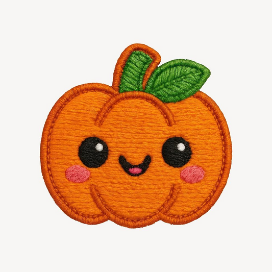 Cute Pumpkin Embroidered Patch - Kawaii Autumn Halloween Iron On / Sew On Patch