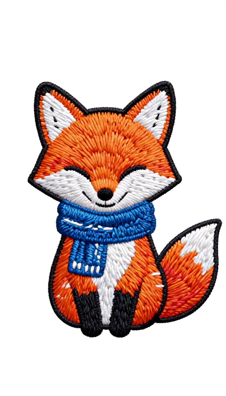Cute Fox Embroidered Patch, Orange Fox Iron-On Applique, Animal Embroidery Patch for Jackets, Backpacks, Hats & Clothing